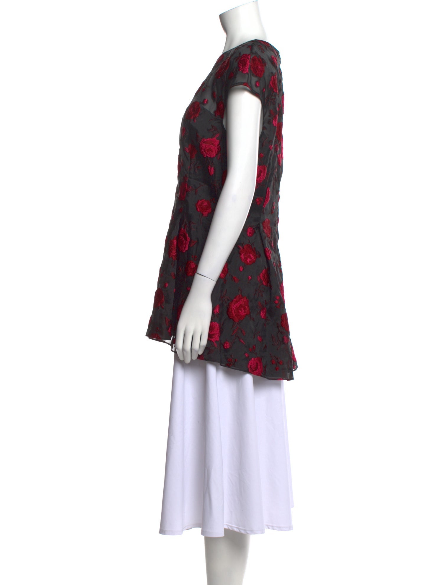 Lela Rose Floral Print Crew Neck Tunic