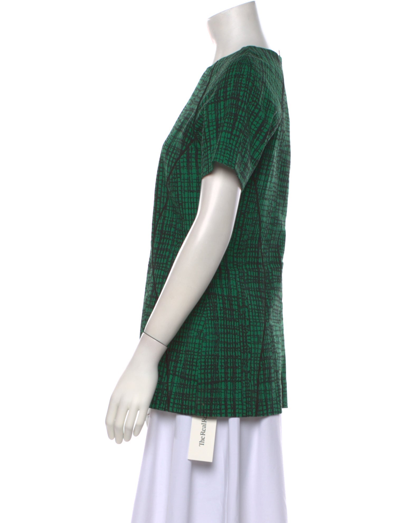 Lela Rose Plaid Print Crew Neck Button-Up Top