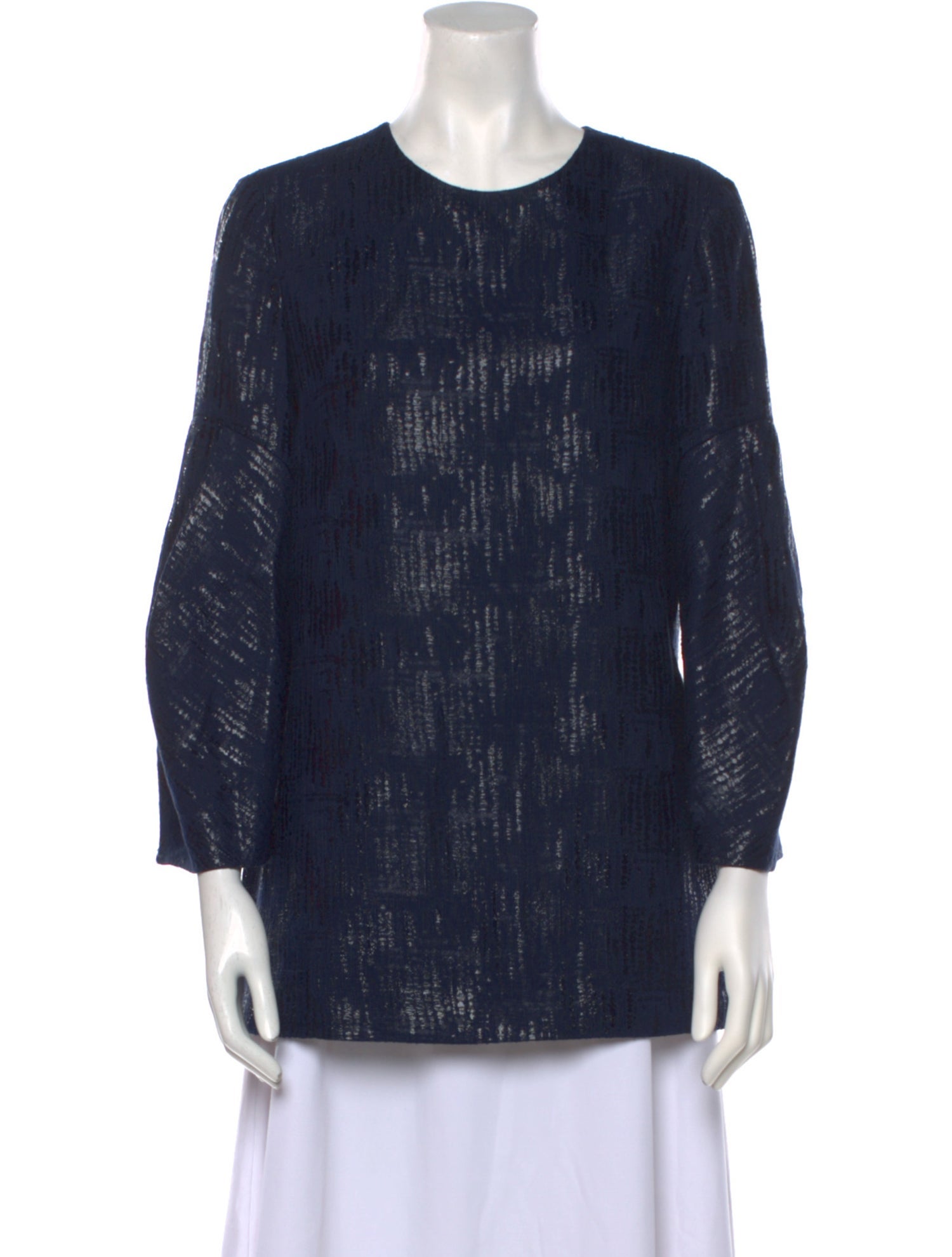 Lela Rose Crew Neck Three-Quarter Sleeve Tunic