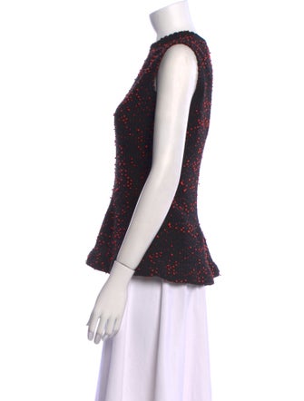 Lela Rose Polka Dot Print Mock Neck Blouse