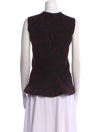 Lela Rose Polka Dot Print Mock Neck Blouse