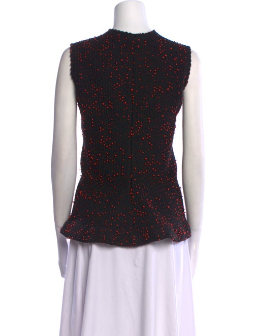 Lela Rose Polka Dot Print Mock Neck Blouse