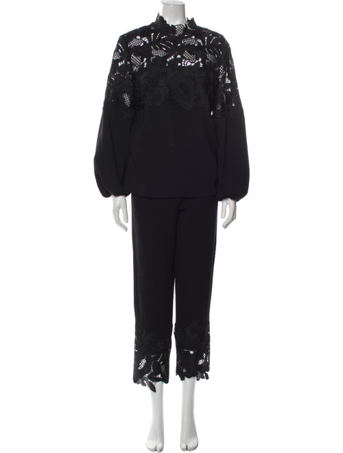 Lela Rose Wool Lace Pattern Pant Set
