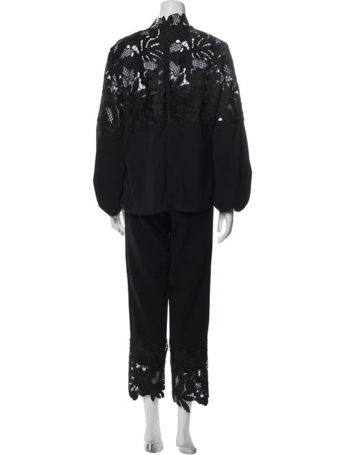 Lela Rose Wool Lace Pattern Pant Set