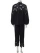 Lela Rose Wool Lace Pattern Pant Set