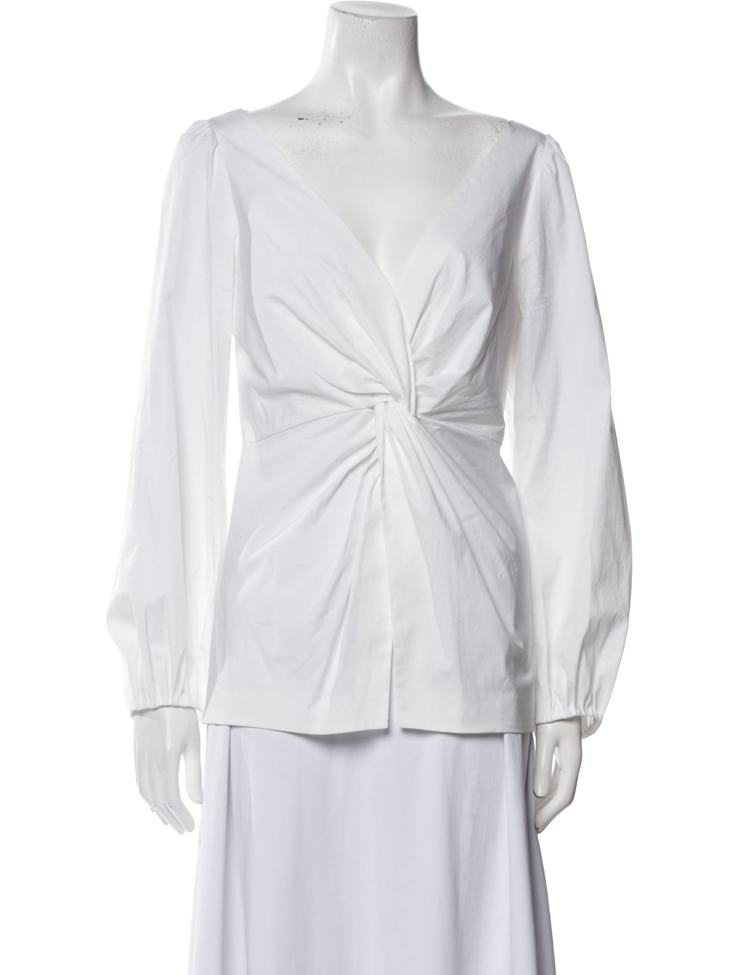 Lela Rose V-Neck Long Sleeve Blouse