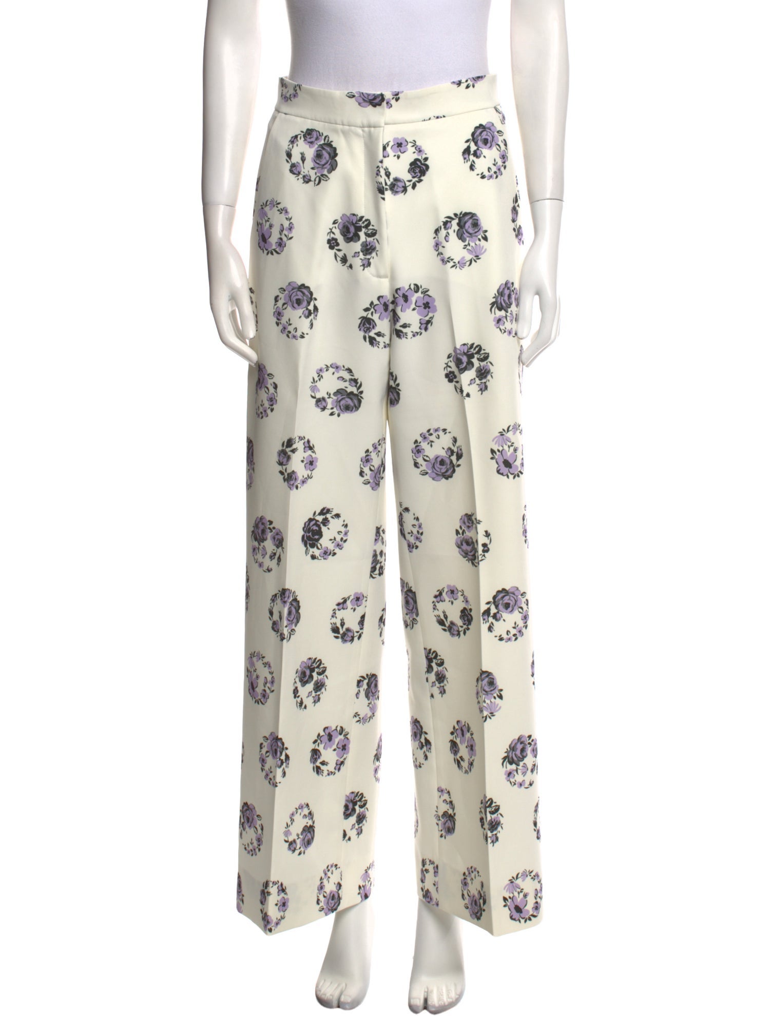 Lela Rose Floral Print Wide Leg Pants