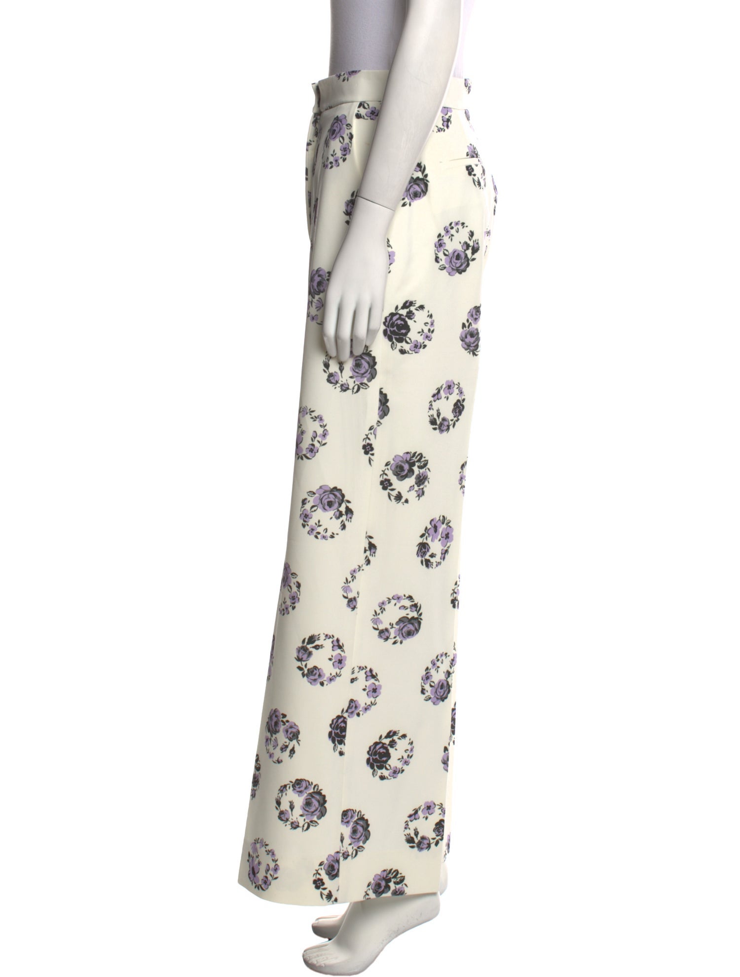 Lela Rose Floral Print Wide Leg Pants