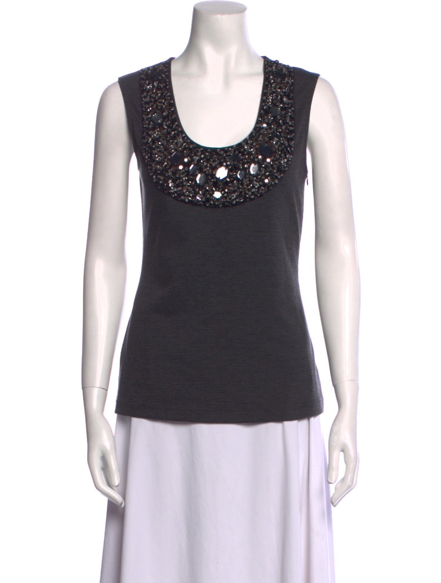 Lela Rose Scoop Neck Sleeveless Top