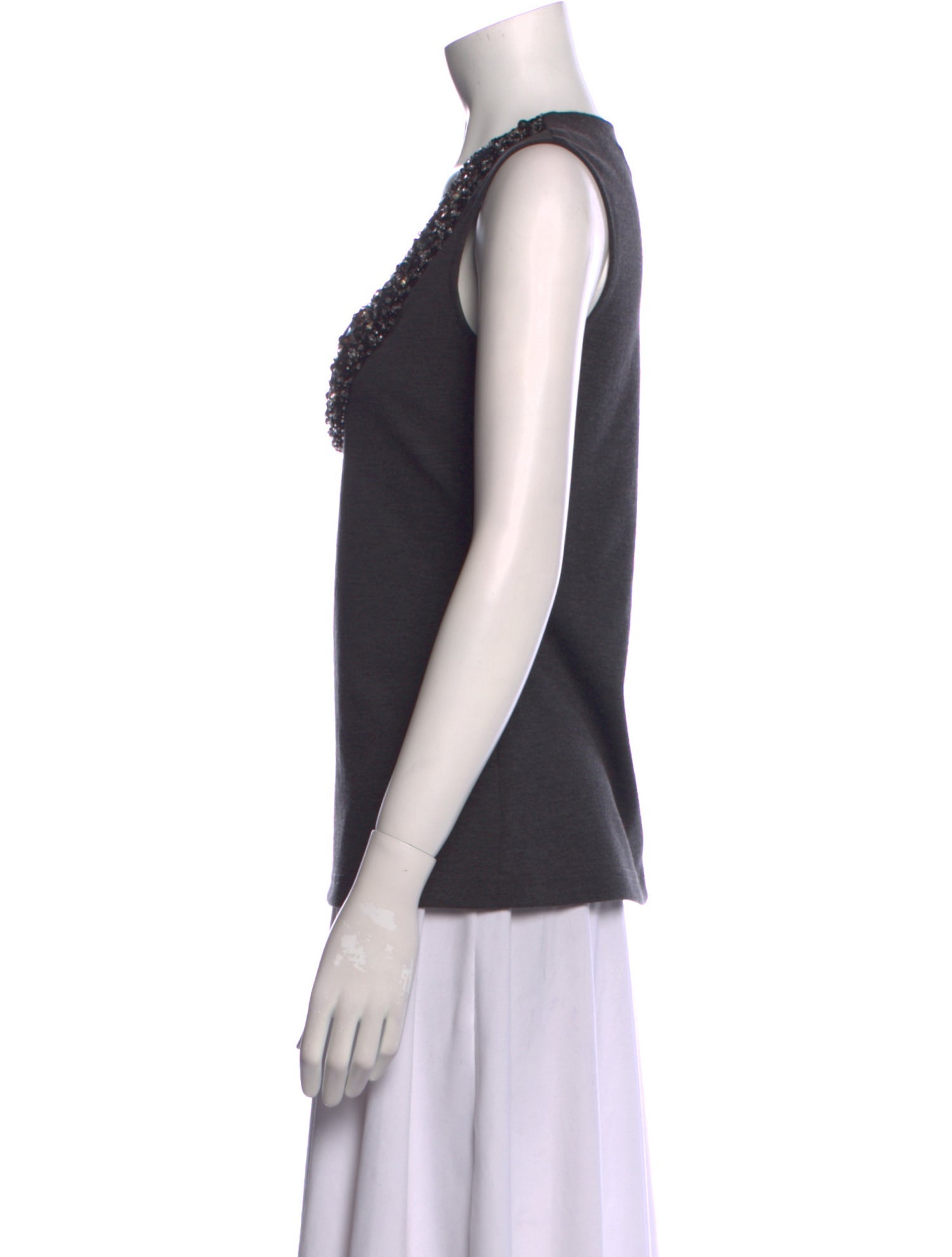 Lela Rose Scoop Neck Sleeveless Top