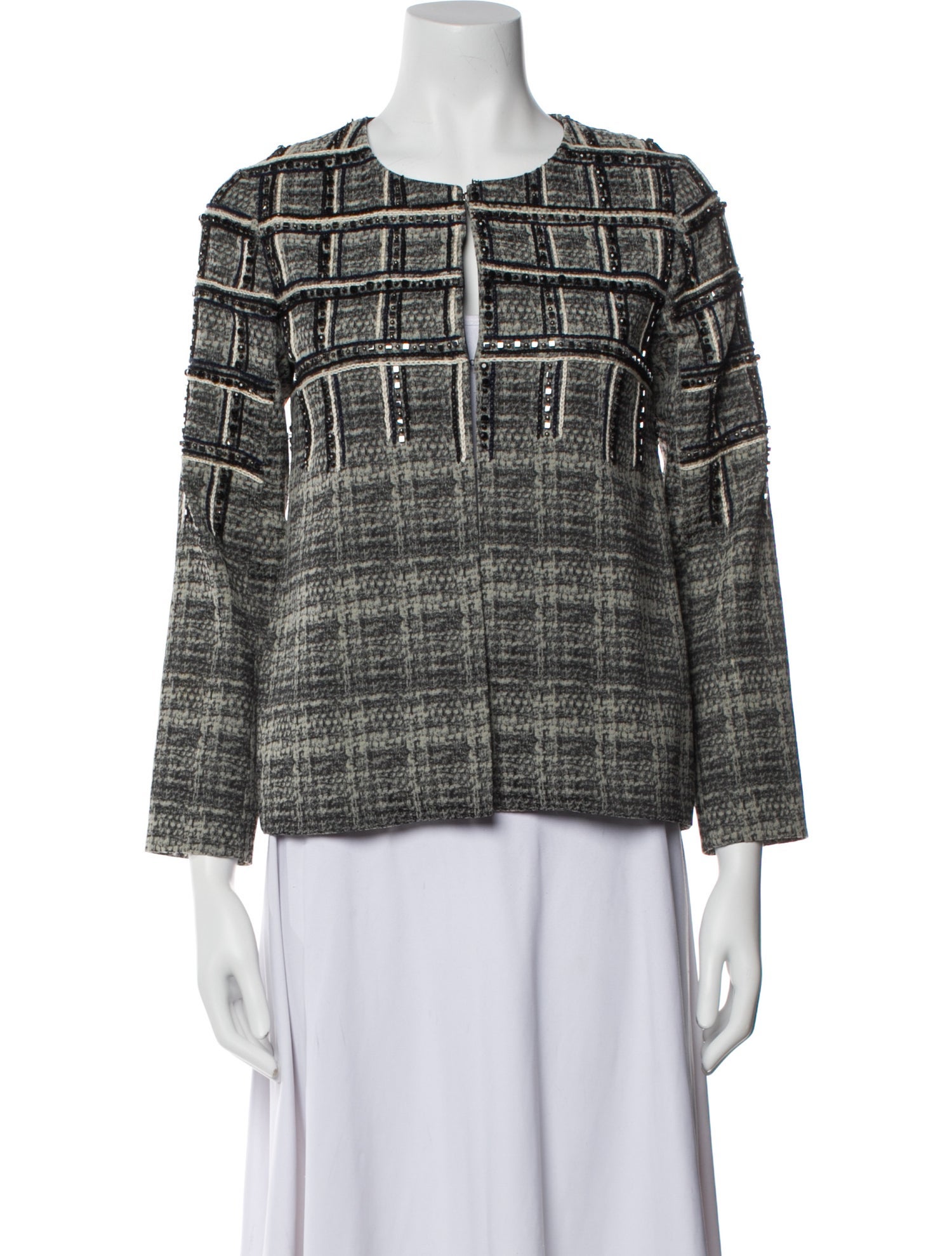 Lela Rose Plaid Print Evening Jacket