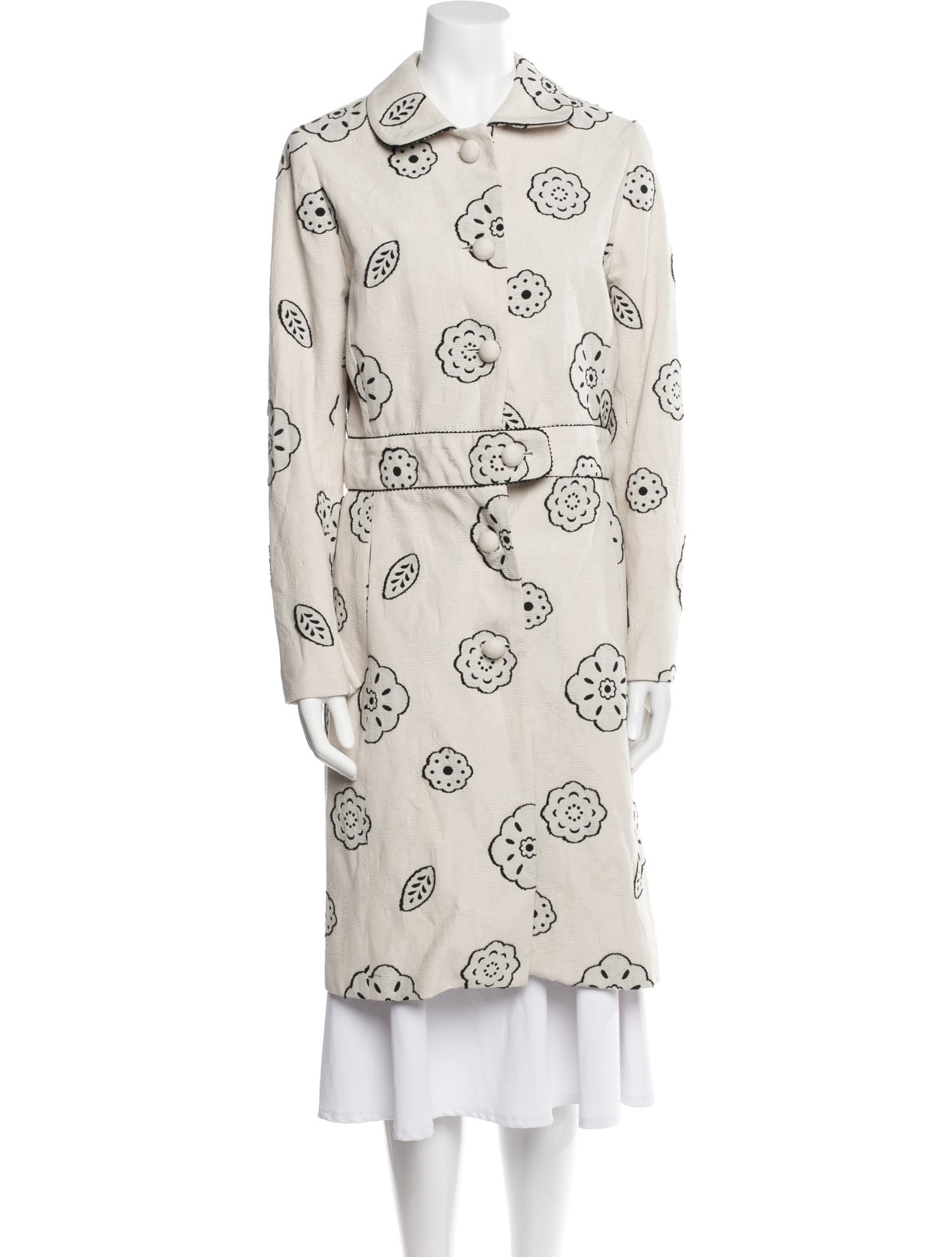 Lela Rose Floral Print Trench Coat
