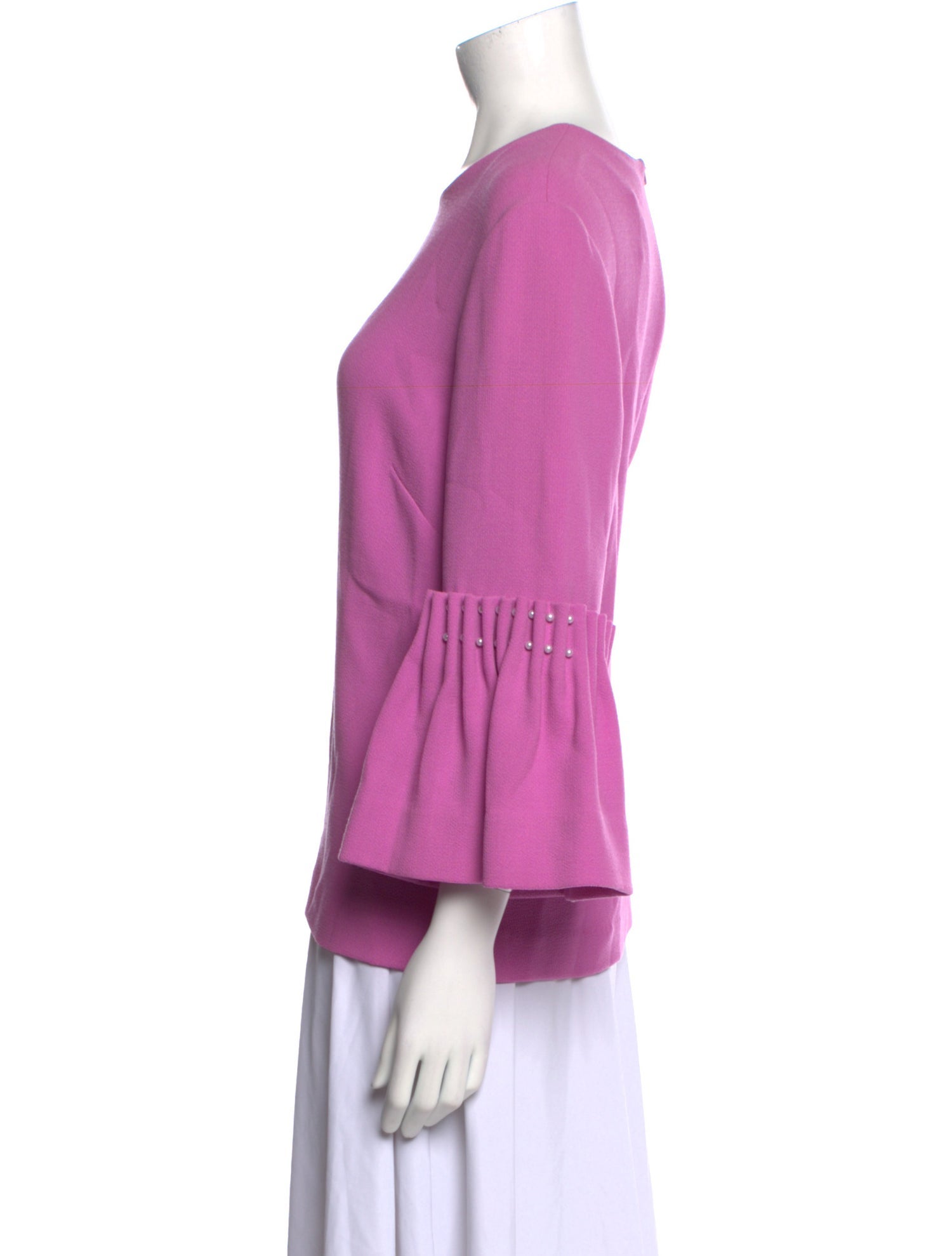 Lela Rose Wool Bateau Neckline Blouse