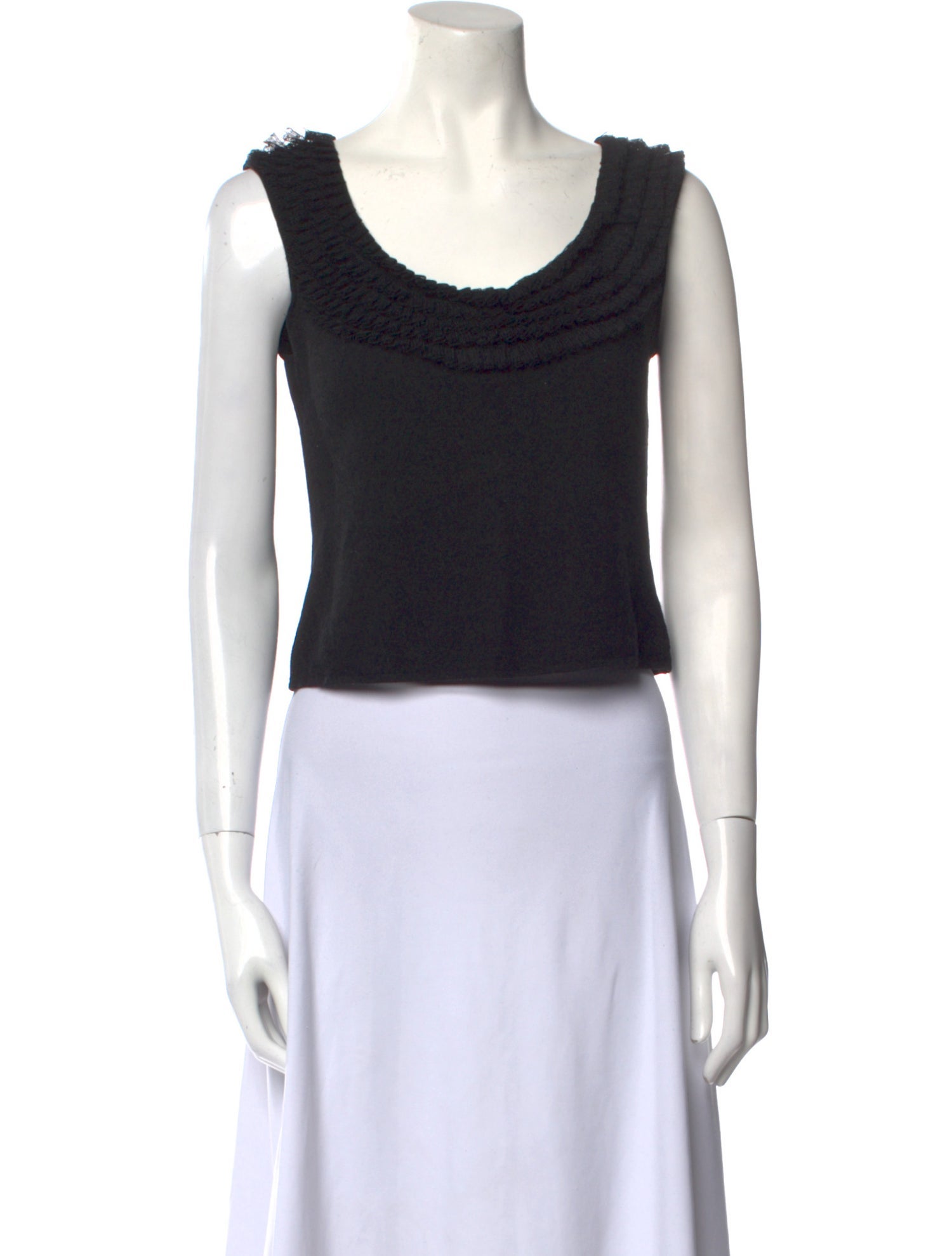 Lela Rose Cashmere Scoop Neck Crop Top