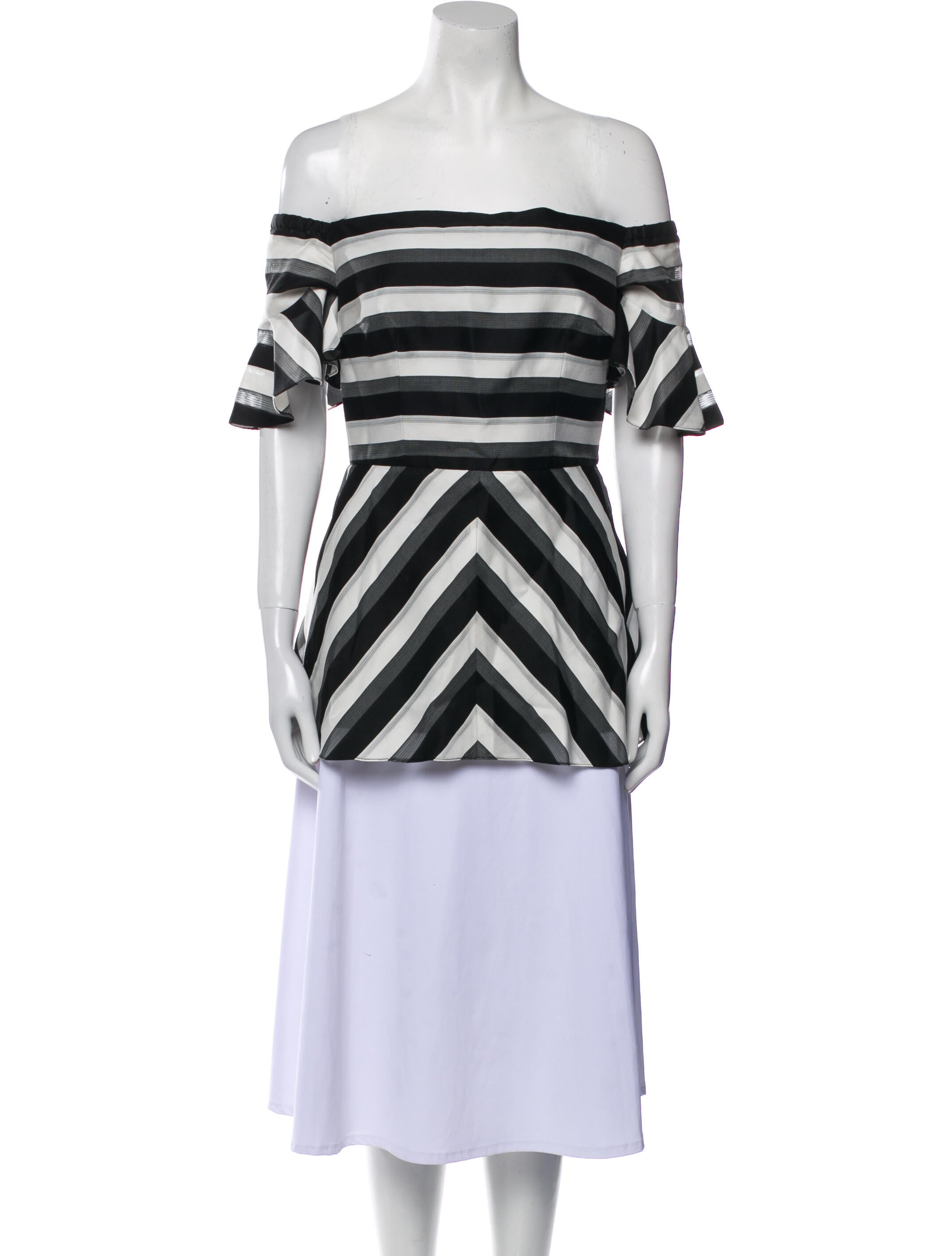 Lela Rose Striped Off-The-Shoulder Tunic
