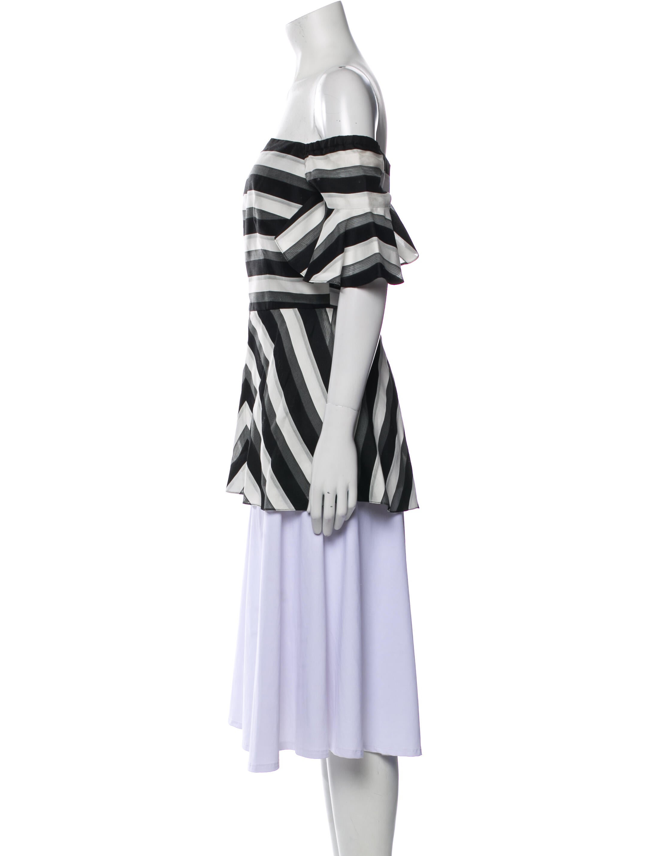 Lela Rose Striped Off-The-Shoulder Tunic