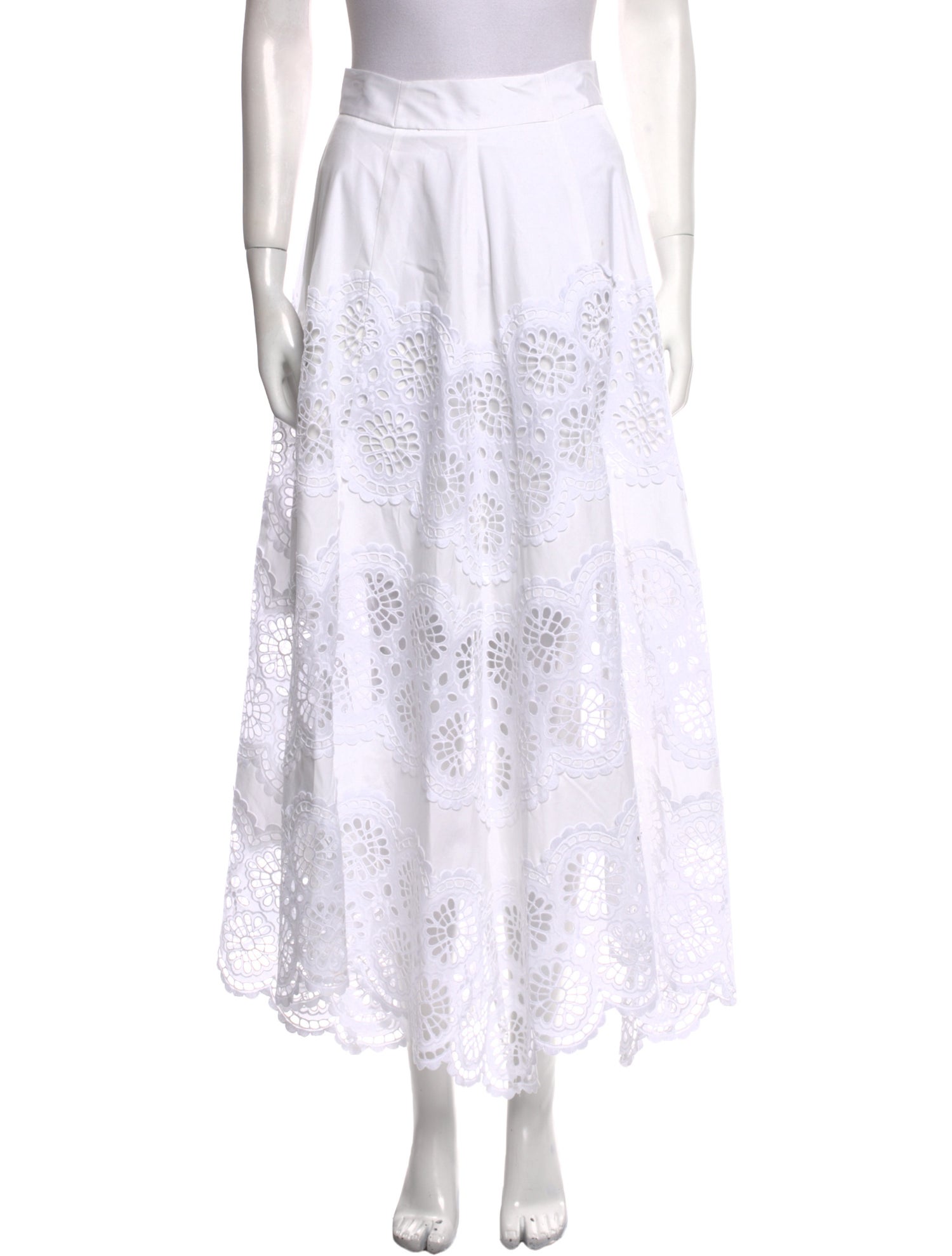 Lela Rose Lace Pattern Midi Length Skirt