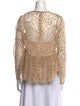 Lela Rose Lace Pattern Crew Neck Blouse