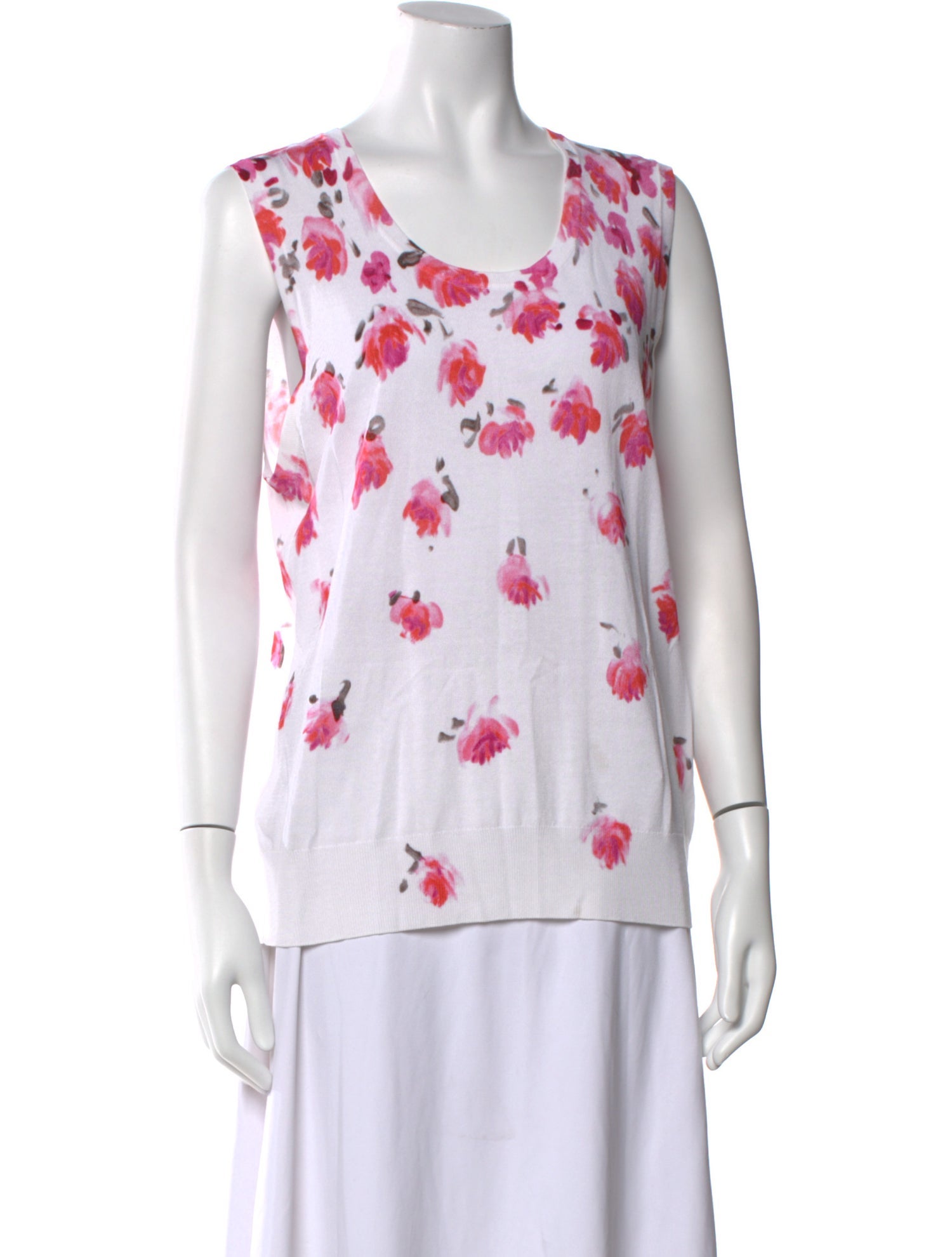 Lela Rose Floral Print Scoop Neck Top