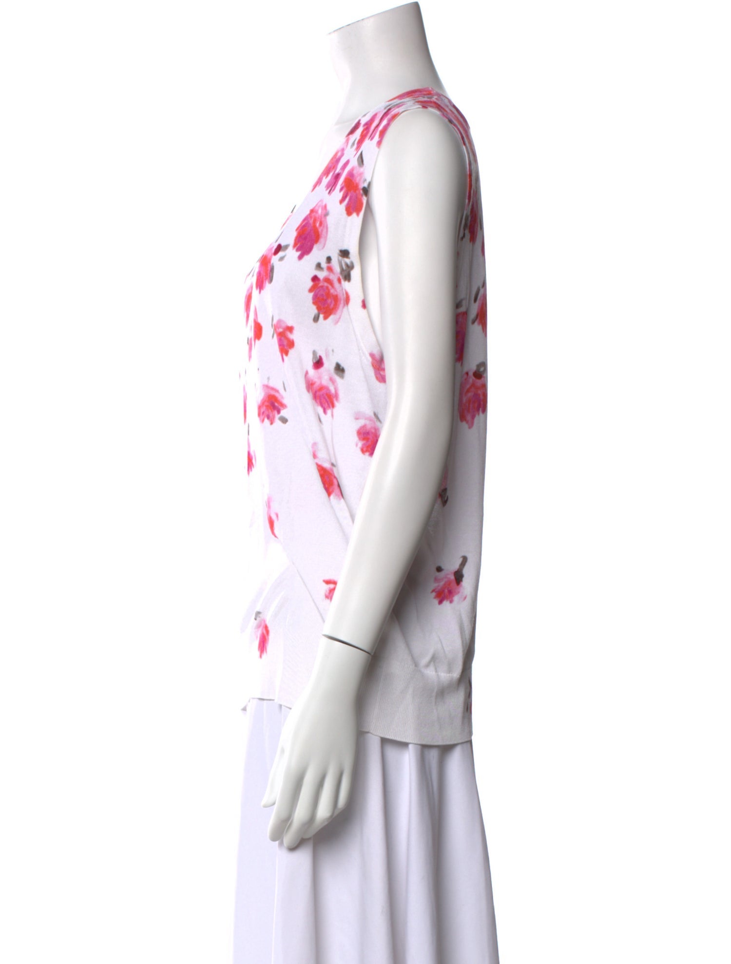 Lela Rose Floral Print Scoop Neck Top