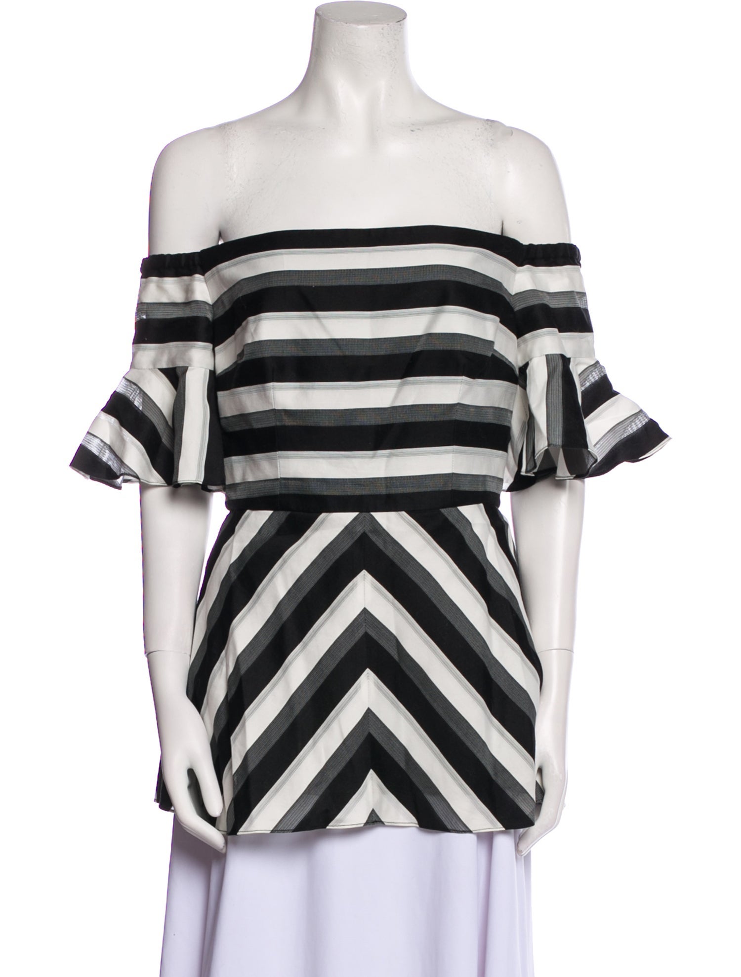 Lela Rose Striped Off-The-Shoulder Tunic