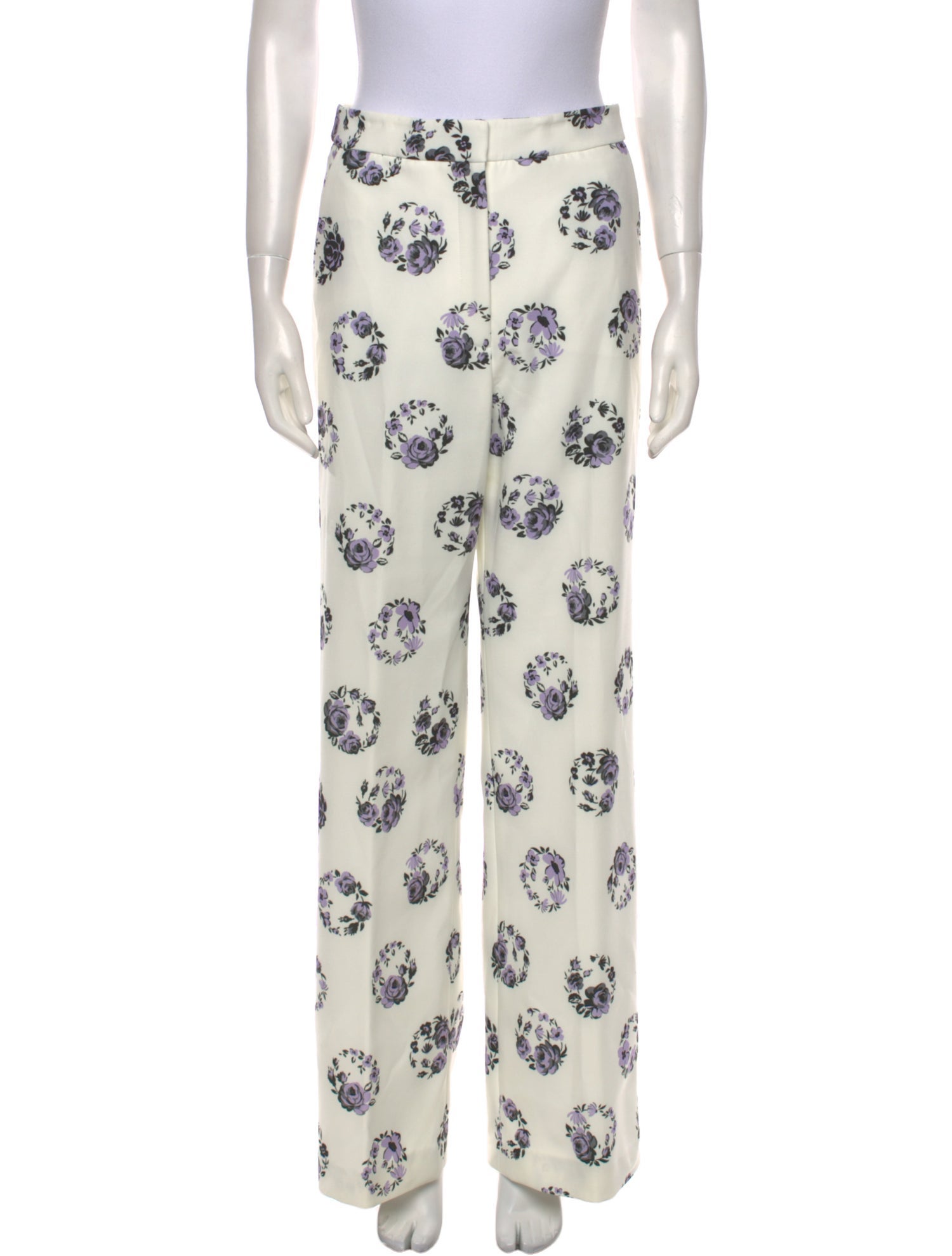 Lela Rose Floral Print Wide Leg Pants