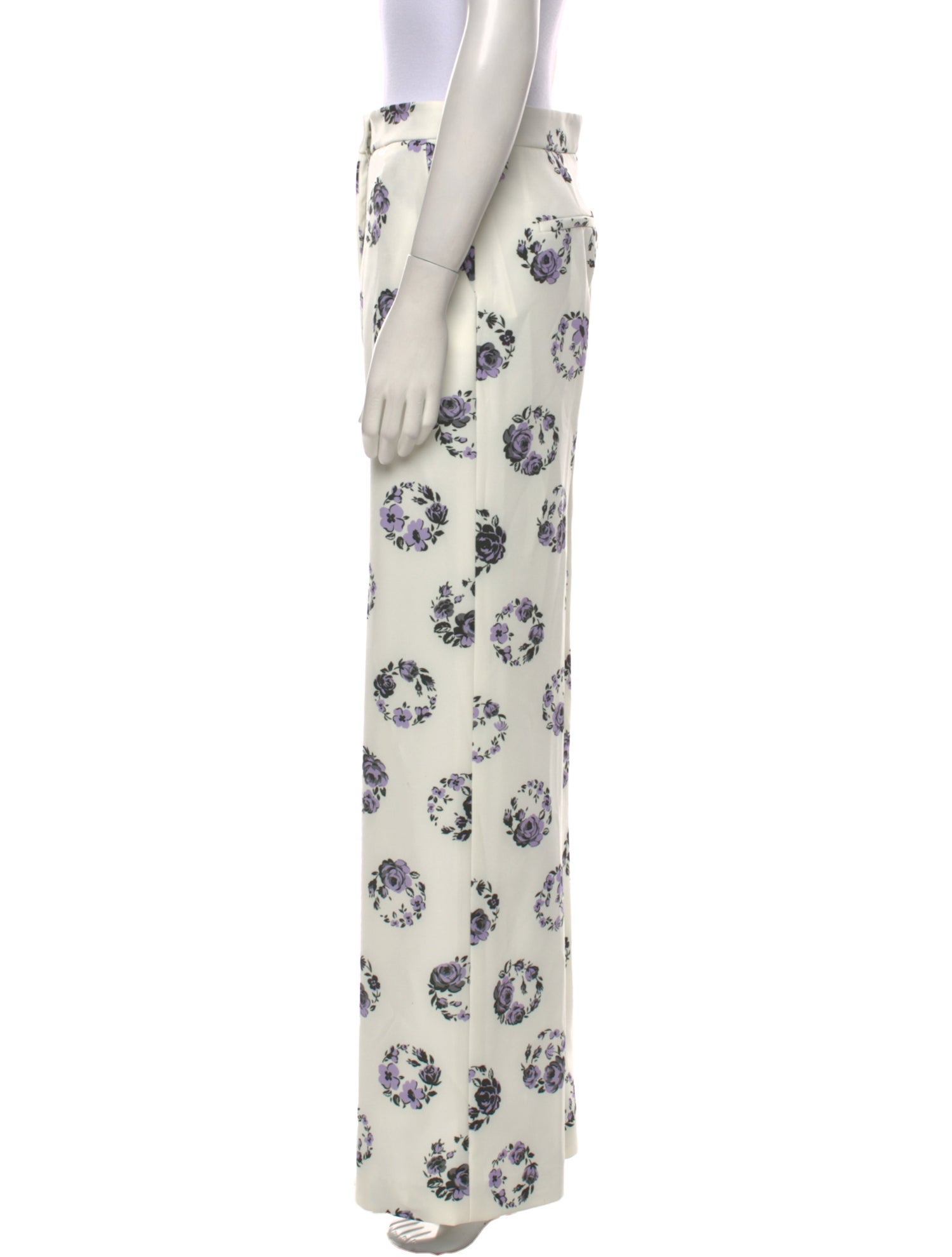 Lela Rose Floral Print Wide Leg Pants