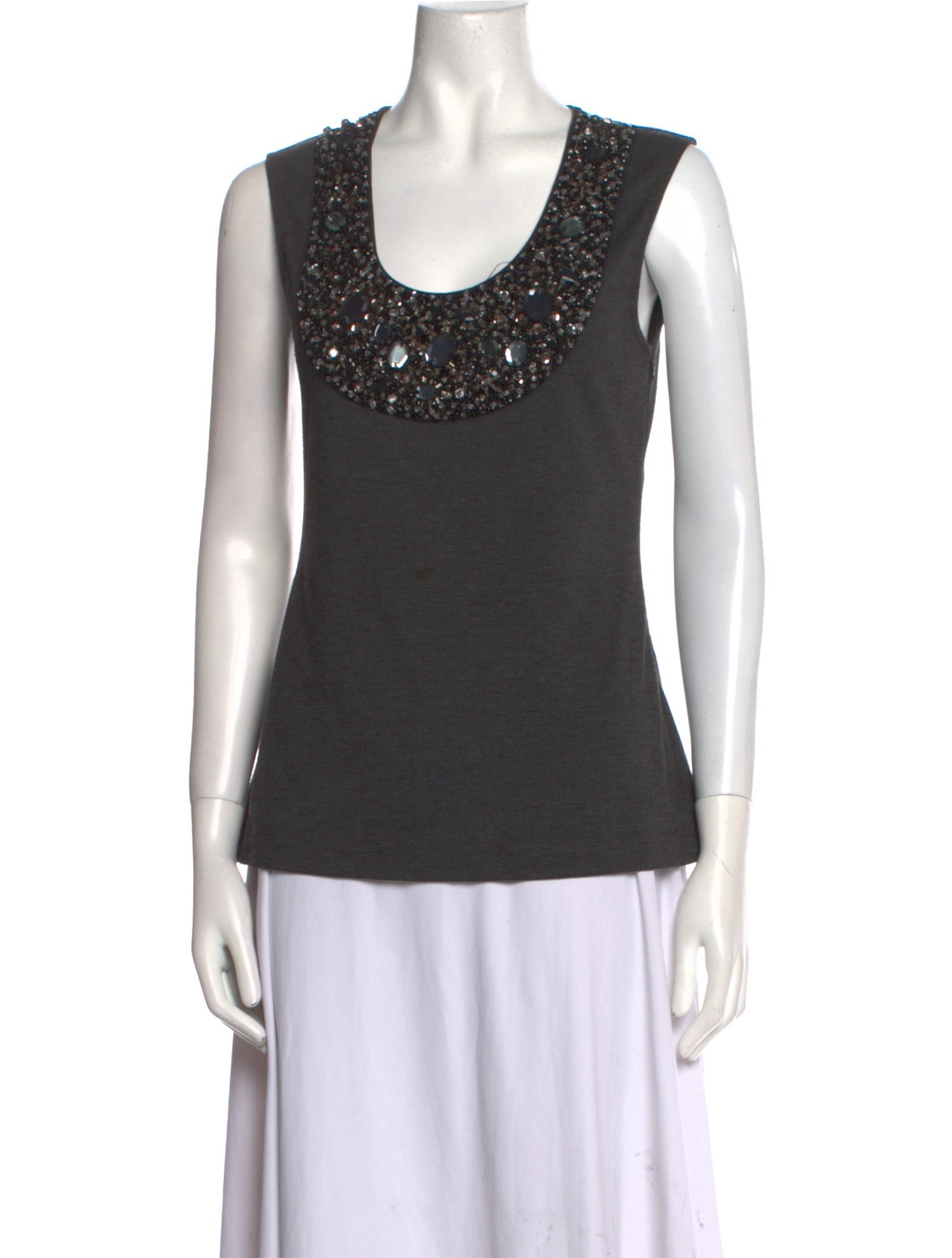 Lela Rose Scoop Neck Sleeveless Top