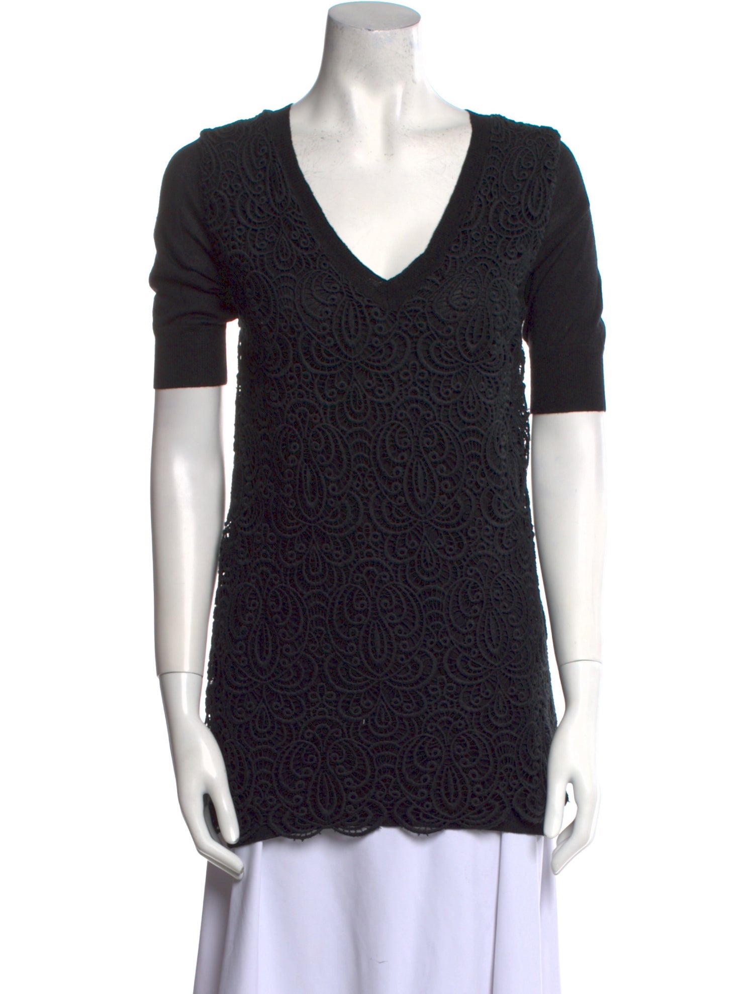 Lela Rose Wool V-Neck Sweater