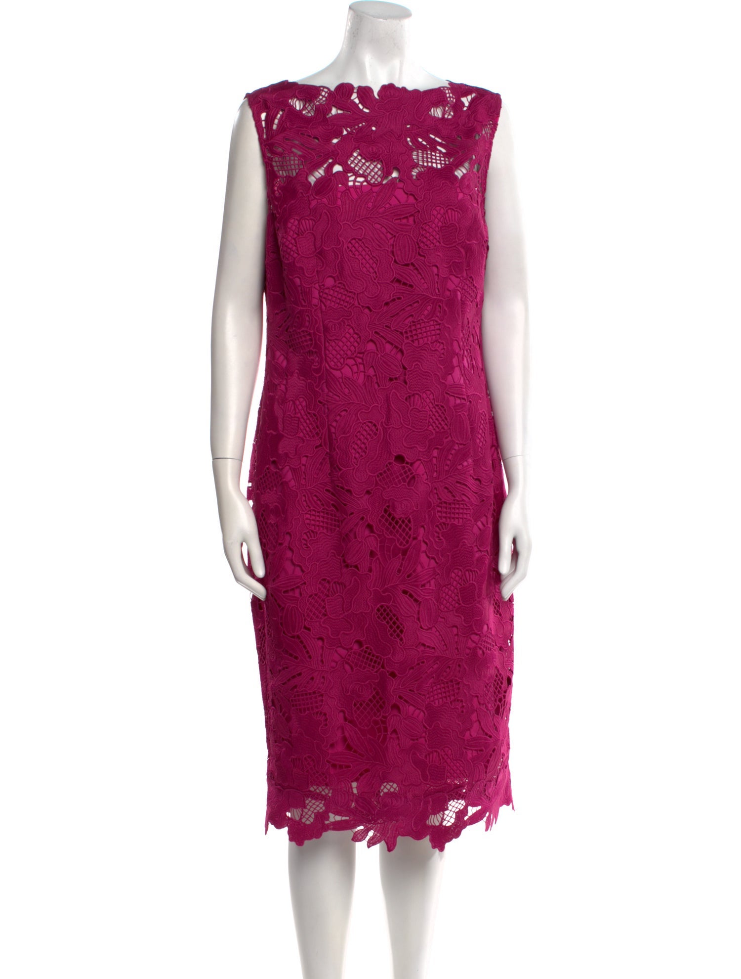 Lela Rose Lace Pattern Midi Length Dress