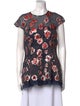 Lela Rose Floral Print Crew Neck Top