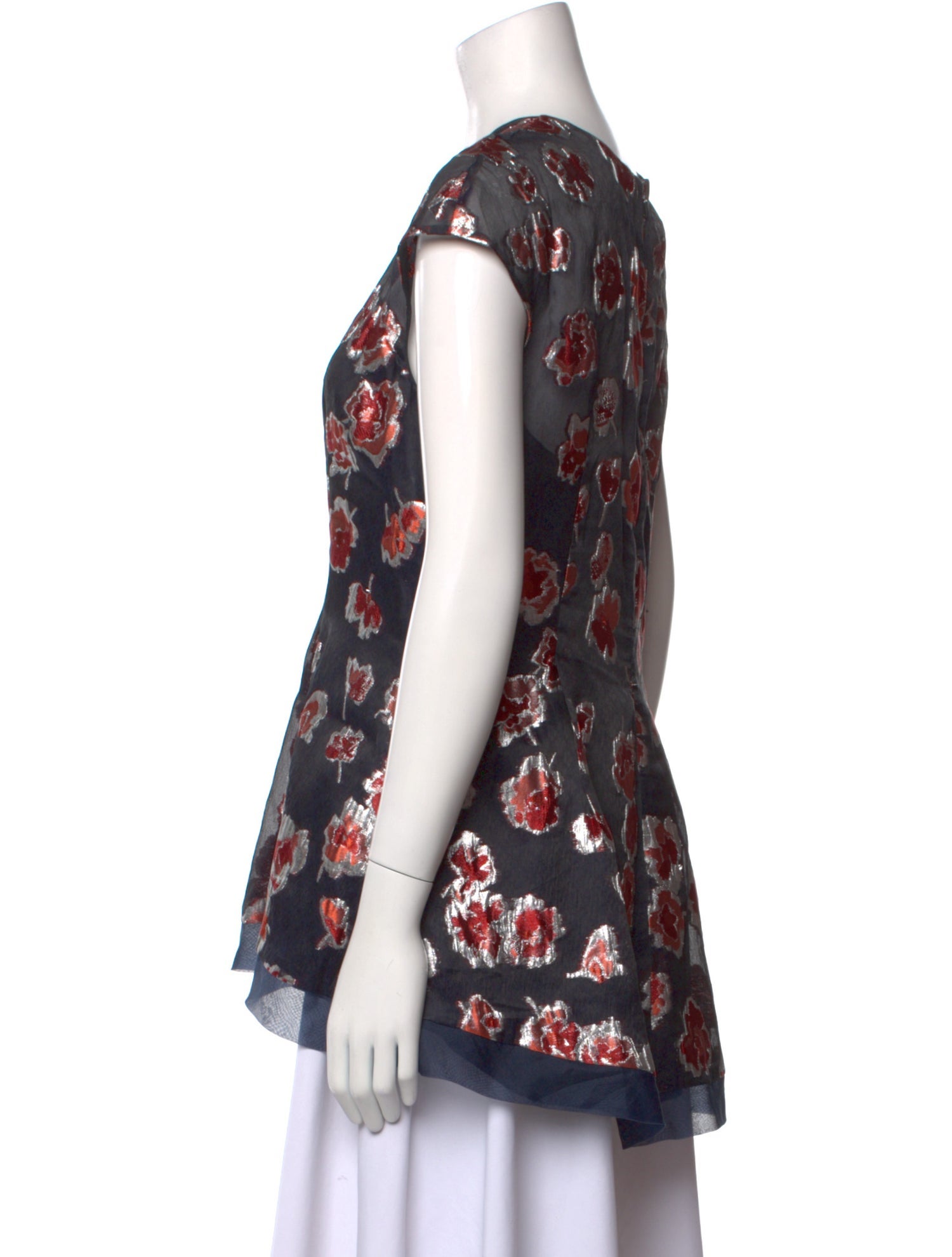 Lela Rose Floral Print Crew Neck Top