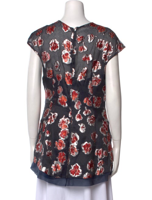 Lela Rose Floral Print Crew Neck Top