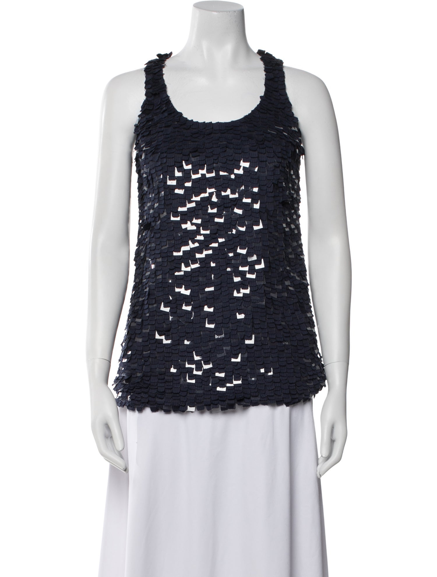 Lela Rose Silk Scoop Neck Top