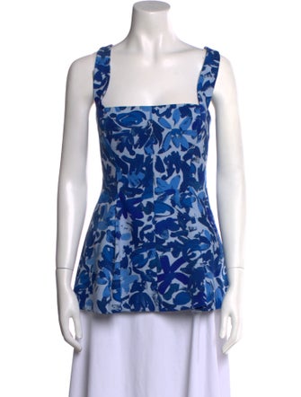 Lela Rose Printed Square Neckline Top