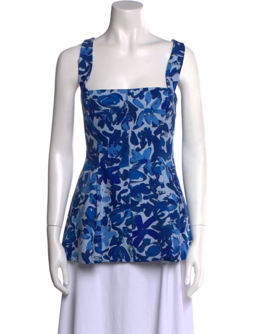 Lela Rose Printed Square Neckline Top