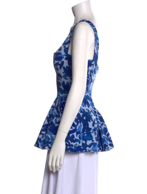 Lela Rose Printed Square Neckline Top