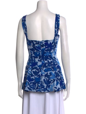 Lela Rose Printed Square Neckline Top