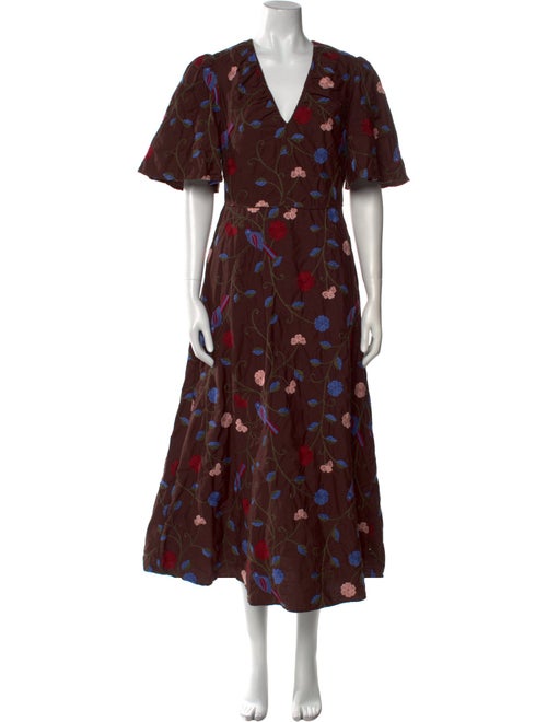 Lela Rose Floral Print Long Dress