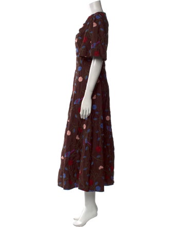 Lela Rose Floral Print Long Dress
