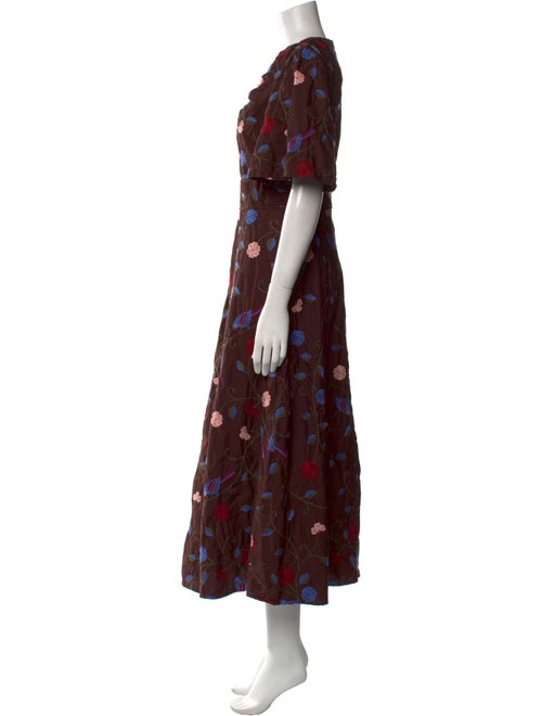 Lela Rose Floral Print Long Dress