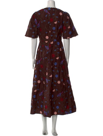 Lela Rose Floral Print Long Dress