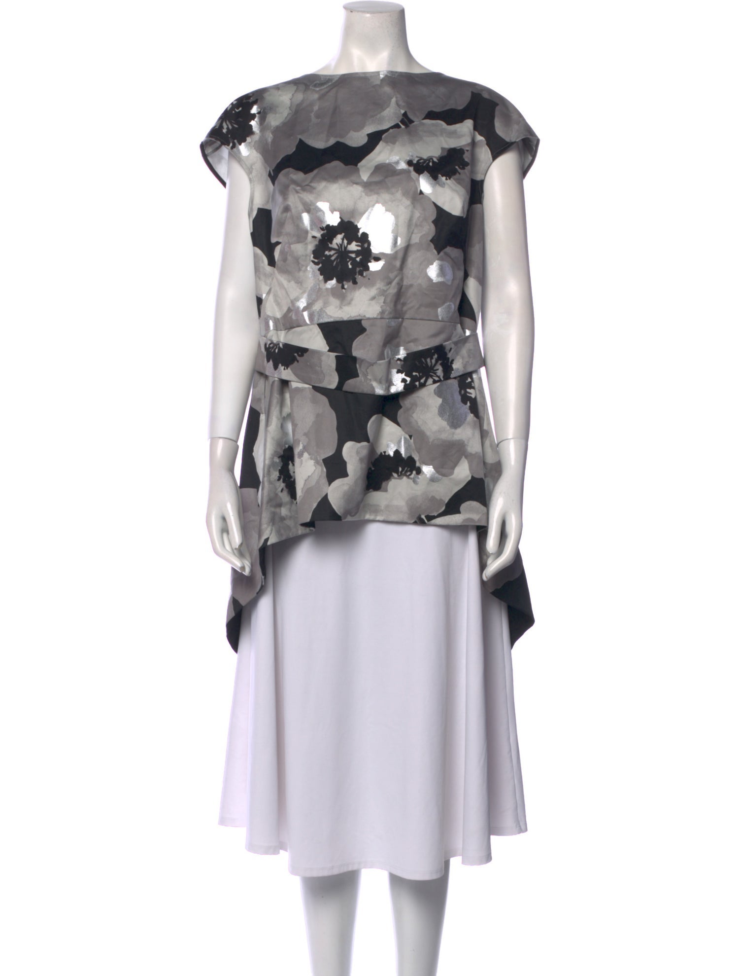 Lela Rose Printed Bateau Neckline Blouse