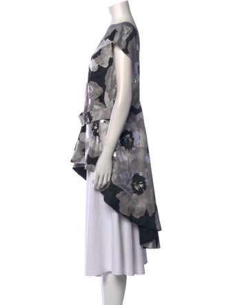 Lela Rose Printed Bateau Neckline Blouse