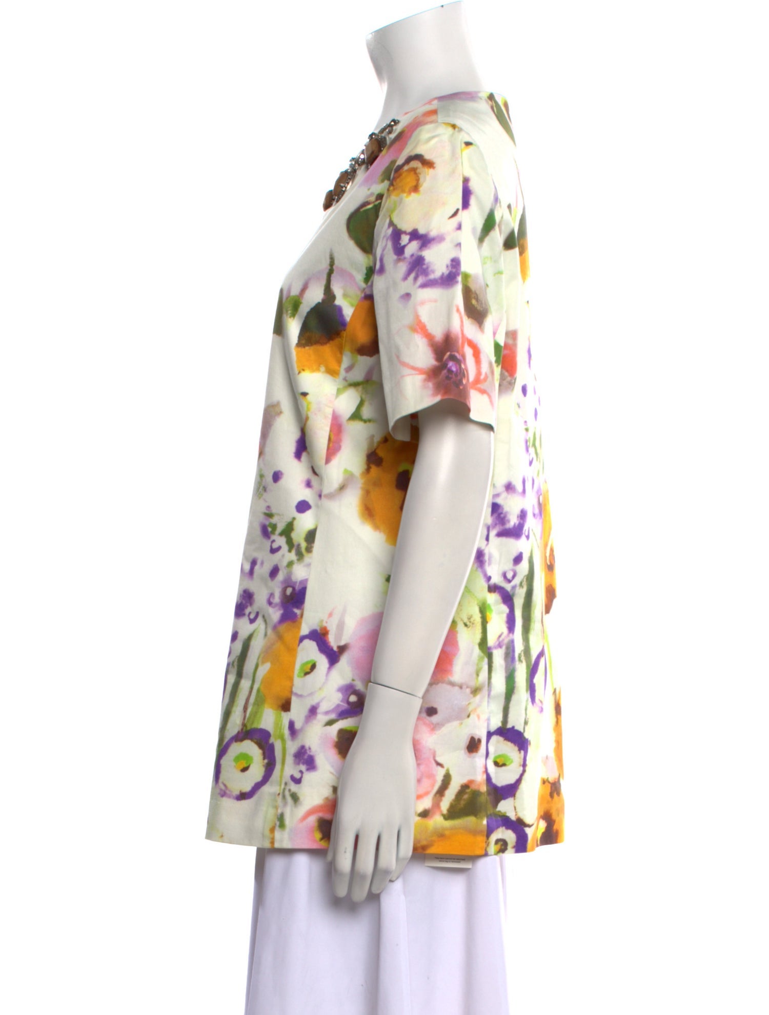 Lela Rose Floral Print Scoop Neck T-Shirt