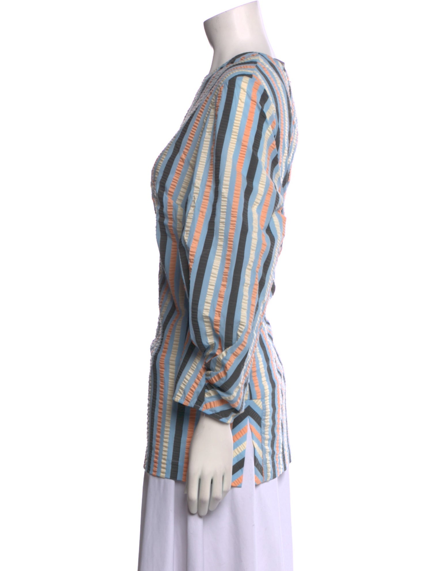 Lela Rose Striped Bateau Neckline Tunic