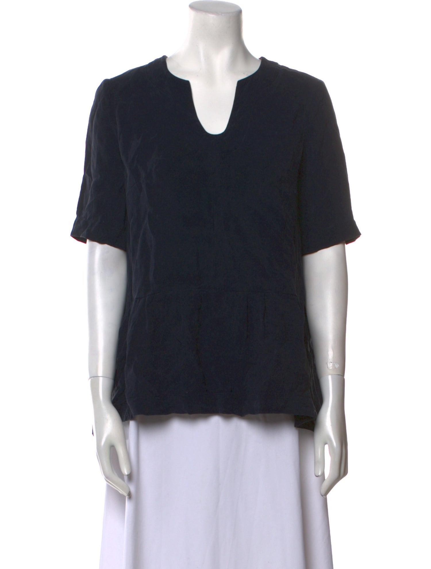 Lela Rose Silk V-Neck T-Shirt