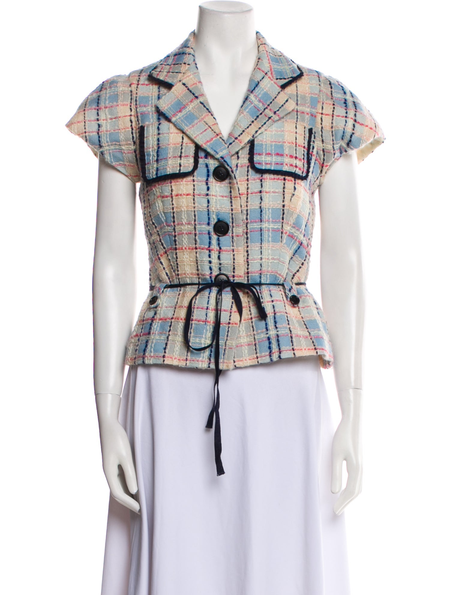 Lela Rose Wool Plaid Print Vest