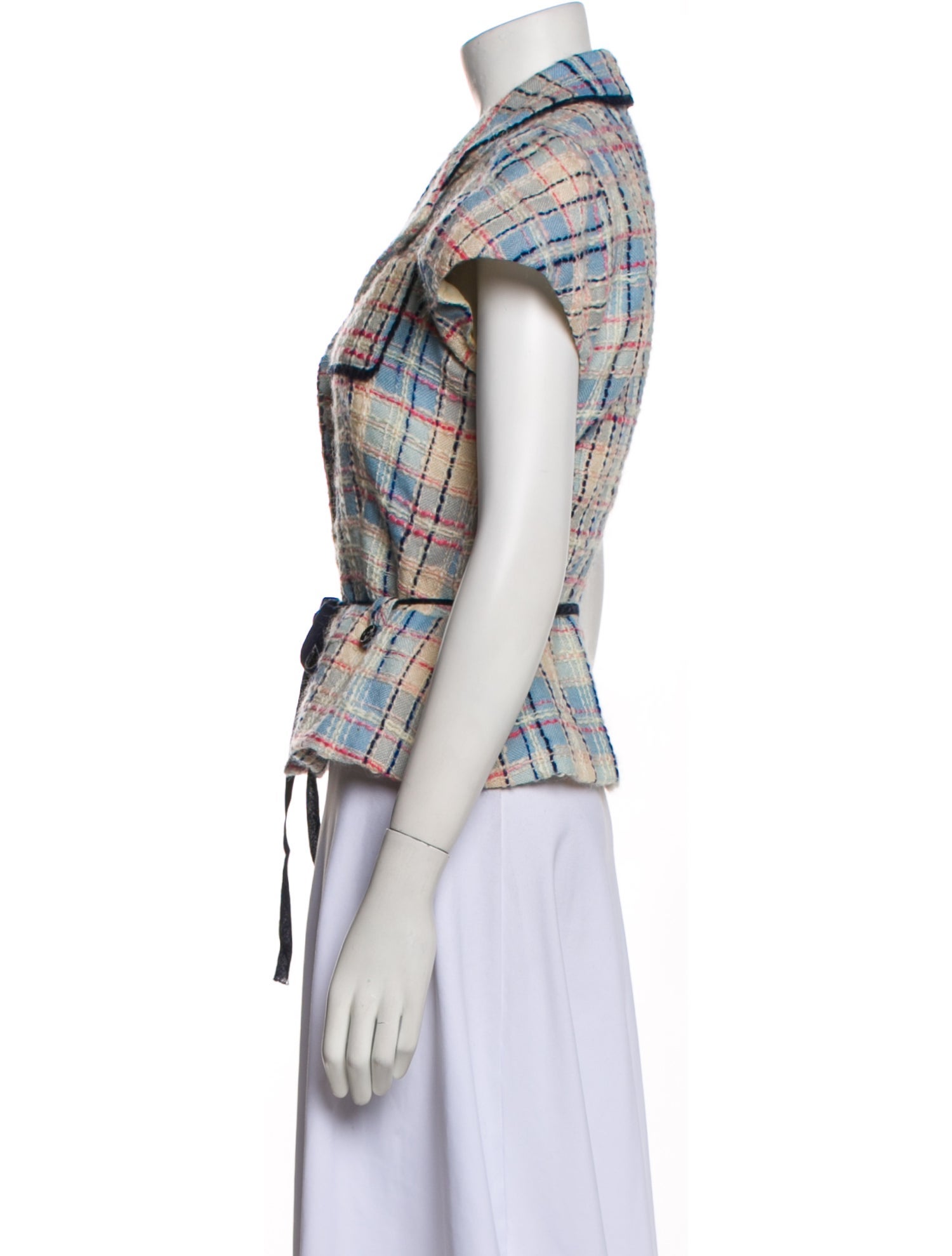 Lela Rose Wool Plaid Print Vest