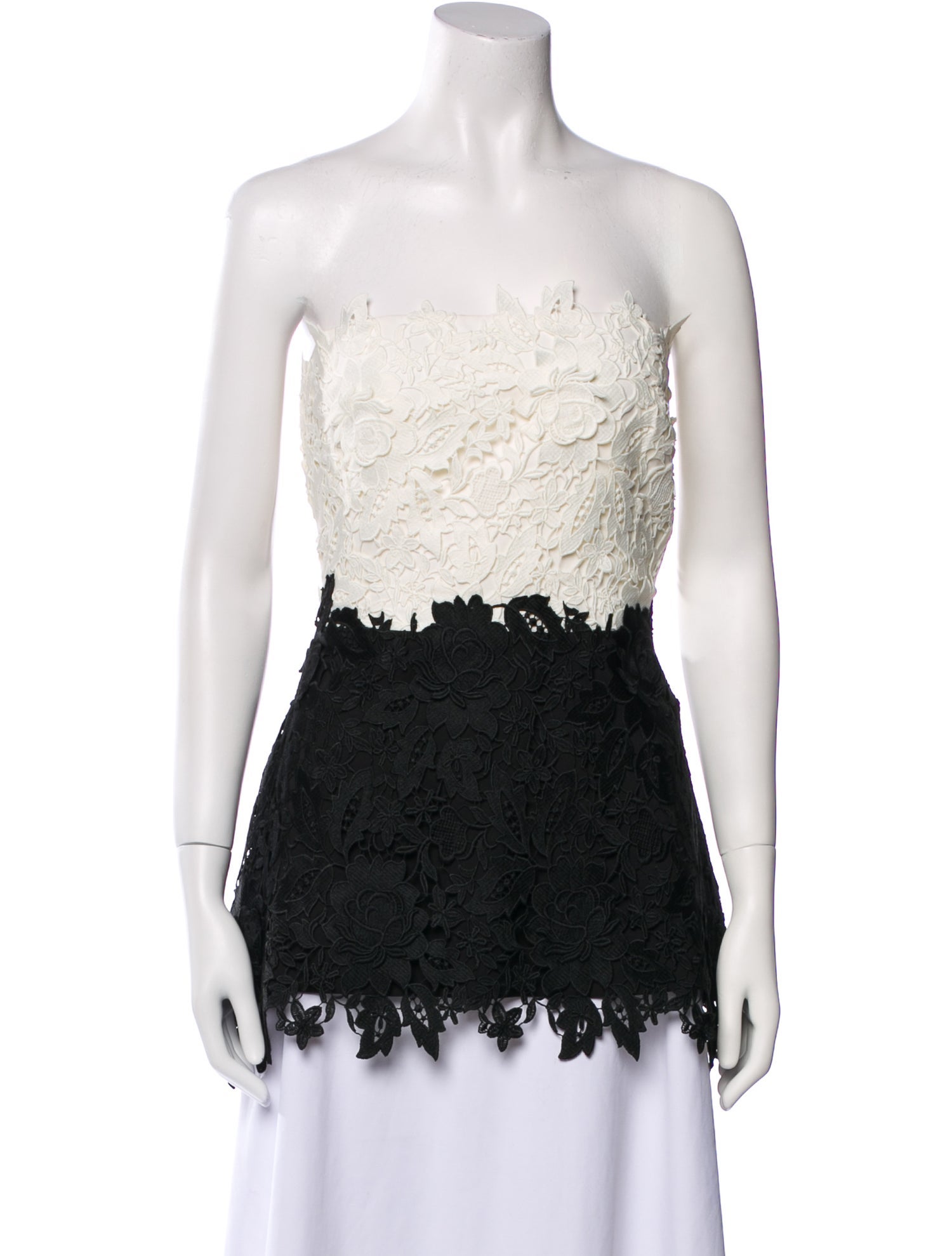 Lela Rose Lace Pattern Strapless Crop Top
